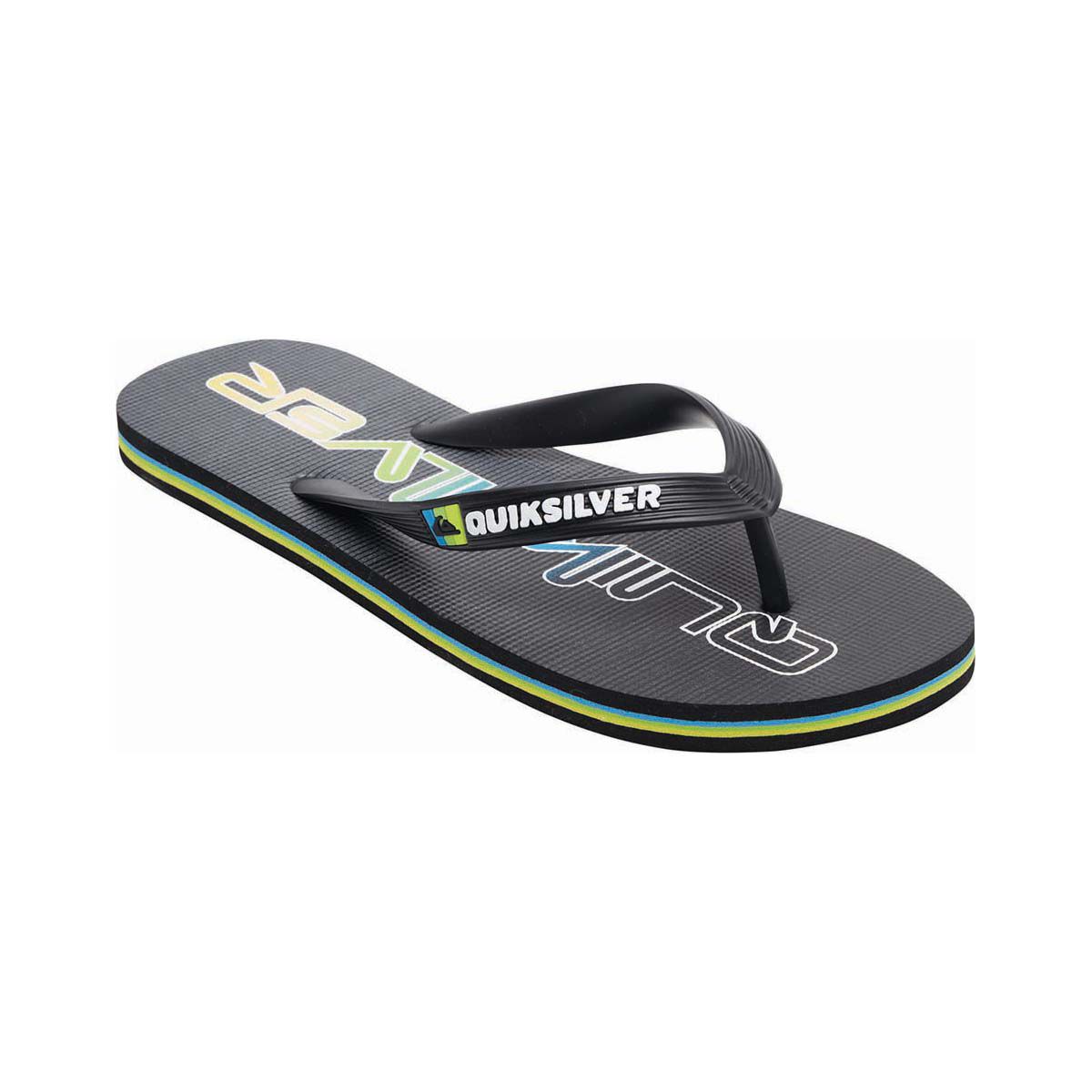 Quiksilver Mens Molokai Word Block Thongs Black Green 11 BCF