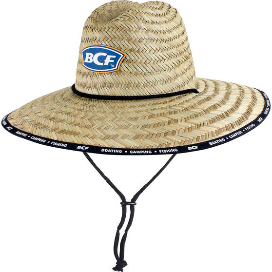 BCF Unisex Brand Straw Hat Natural 58cm, Natural, bcf_hi-res