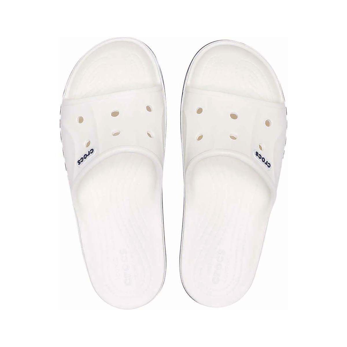 Crocs Unisex Bayaband Slides, White/Navy, bcf_hi-res