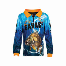 Savage Gear Little Savage Kids' Bream Sublimated Polo Blue 4, Blue, bcf_hi-res