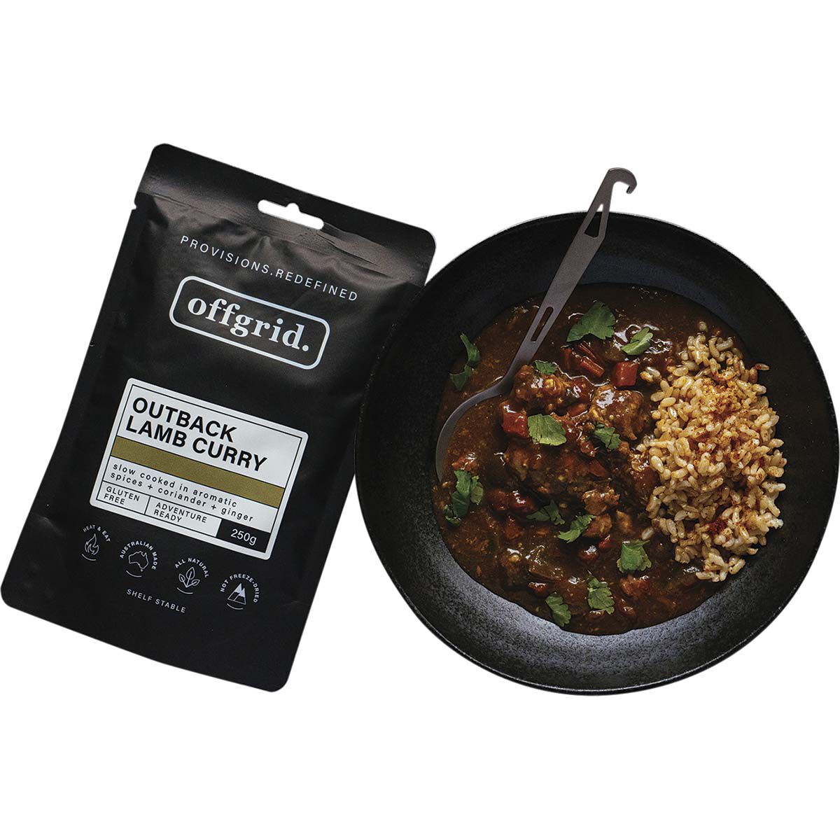 Offgrid Outback Lamb Curry Heat and Eat Meal 250g, , bcf_hi-res