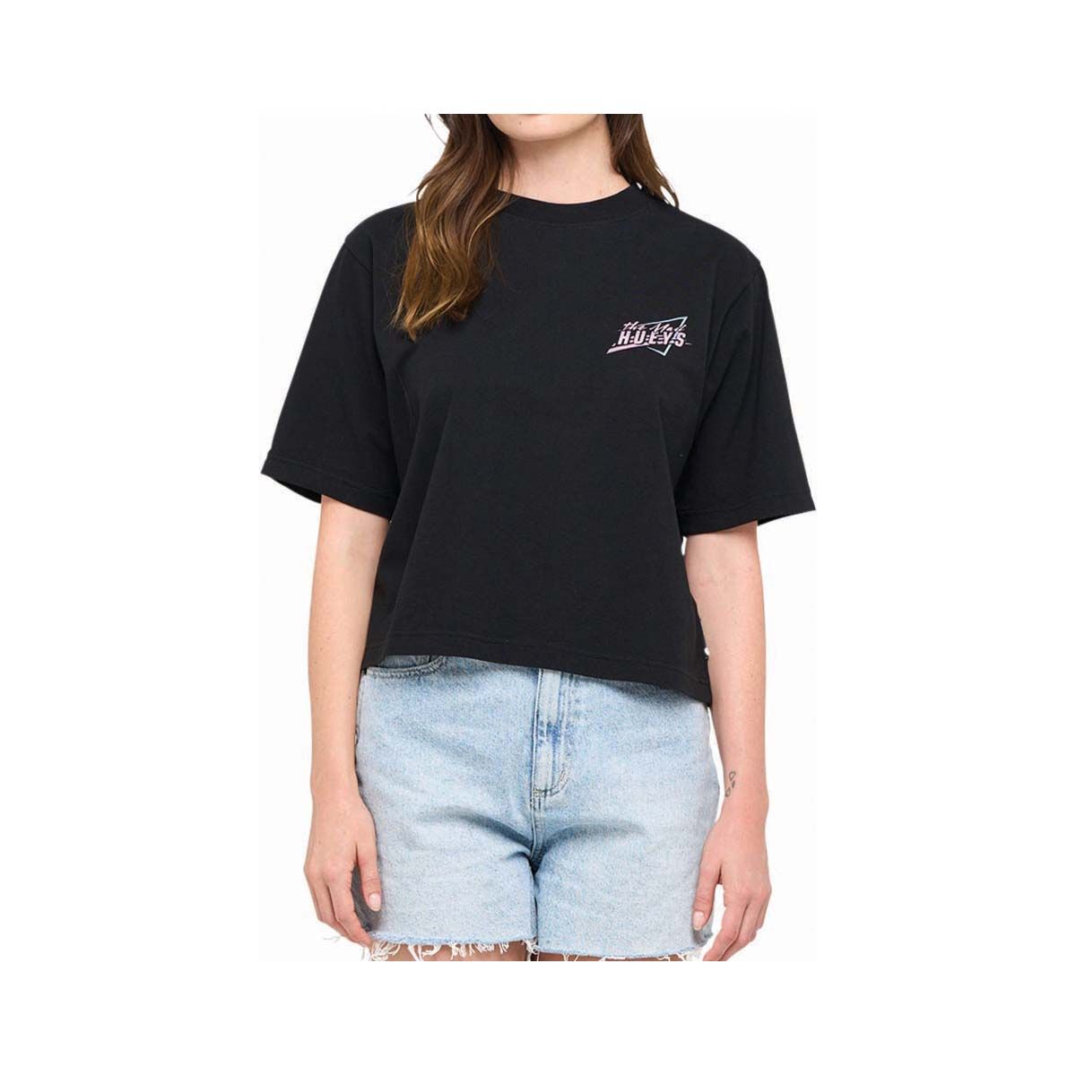 The Mad Hueys Women's Drive It Boxy Short Sleeve Tee Black XS, Black, bcf_hi-res