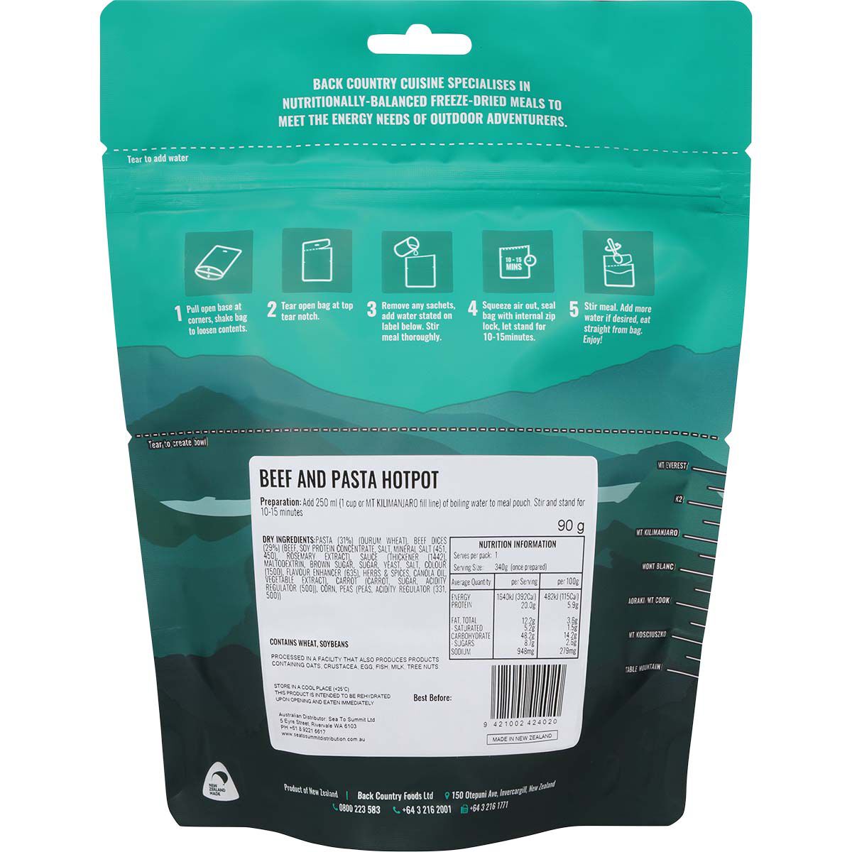 Back Country Cuisine Freeze Dried Beef & Pasta Hotpot 1 Serve, , bcf_hi-res