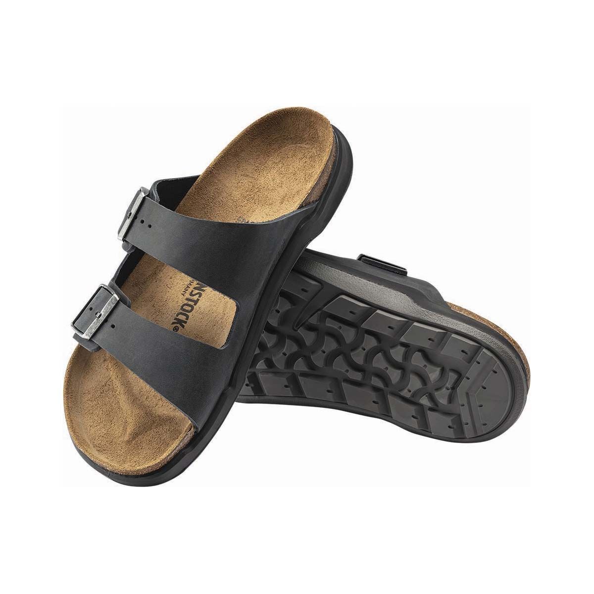 Birkenstock Men's Arizona Cross Town Sandals, Black Waxy/Oil, bcf_hi-res
