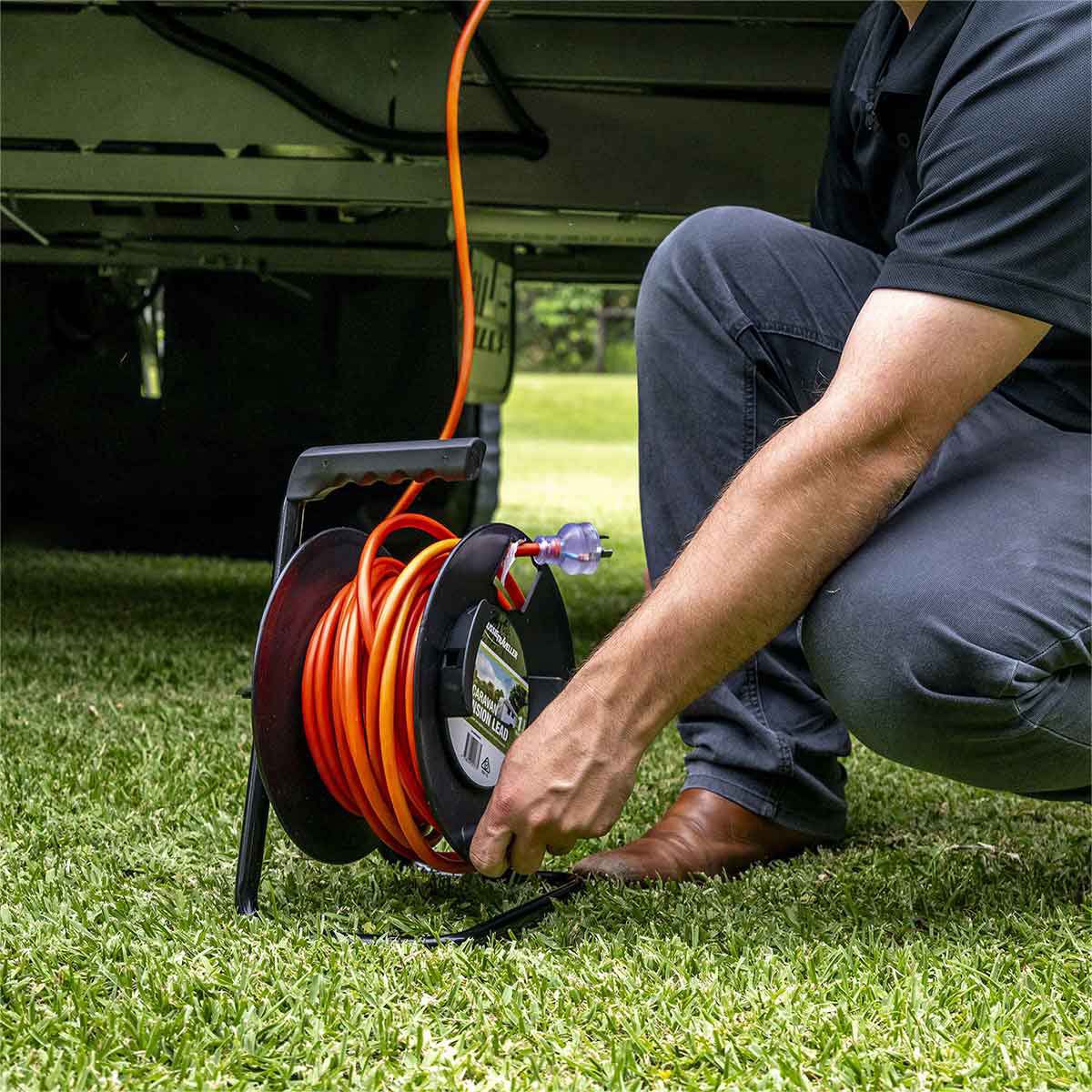 Aussie Traveller 15m Extension Lead on Reel 15Amp, , bcf_hi-res