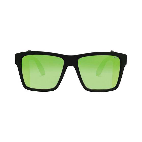 LXD Unisex Caspian Brooksy Sunglasses Matt Black with Green Mirror Lens, , bcf_hi-res