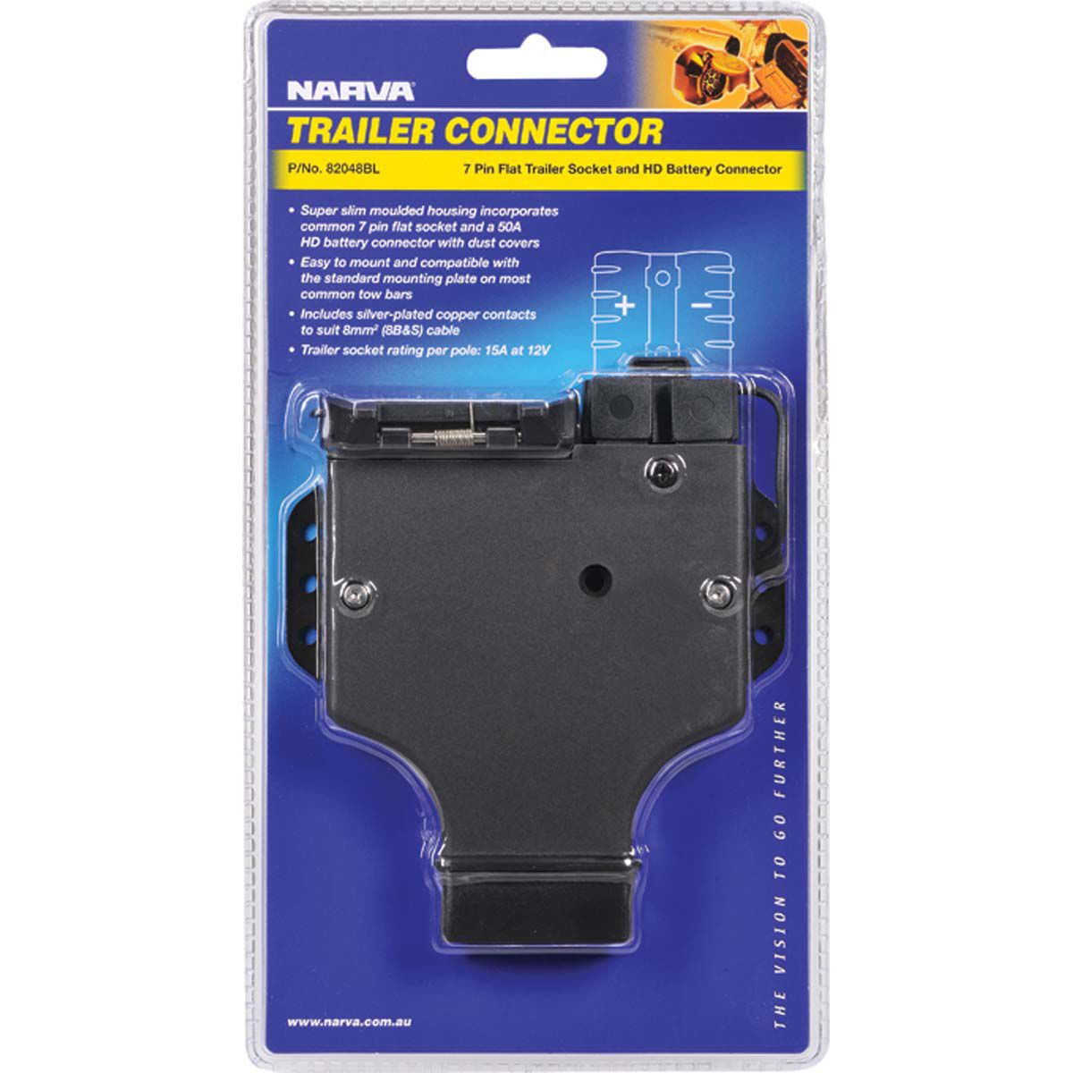 Narva 7 Pin Flat Trailer Socket H/D Connector, , bcf_hi-res