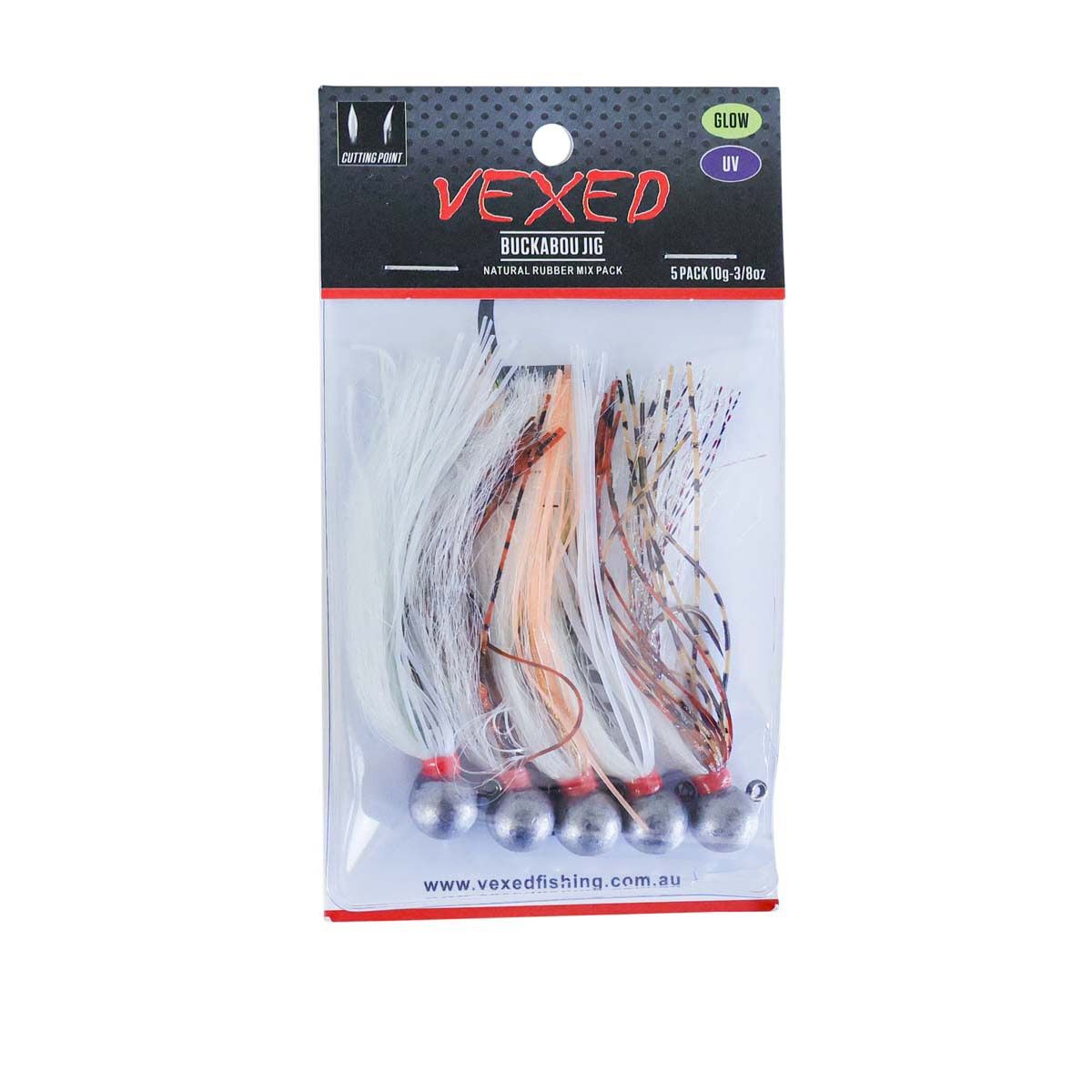 Vexed Buckabou Jig Lure 10g 5 Pack Natural Rubber Mix, Natural Rubber Mix, bcf_hi-res