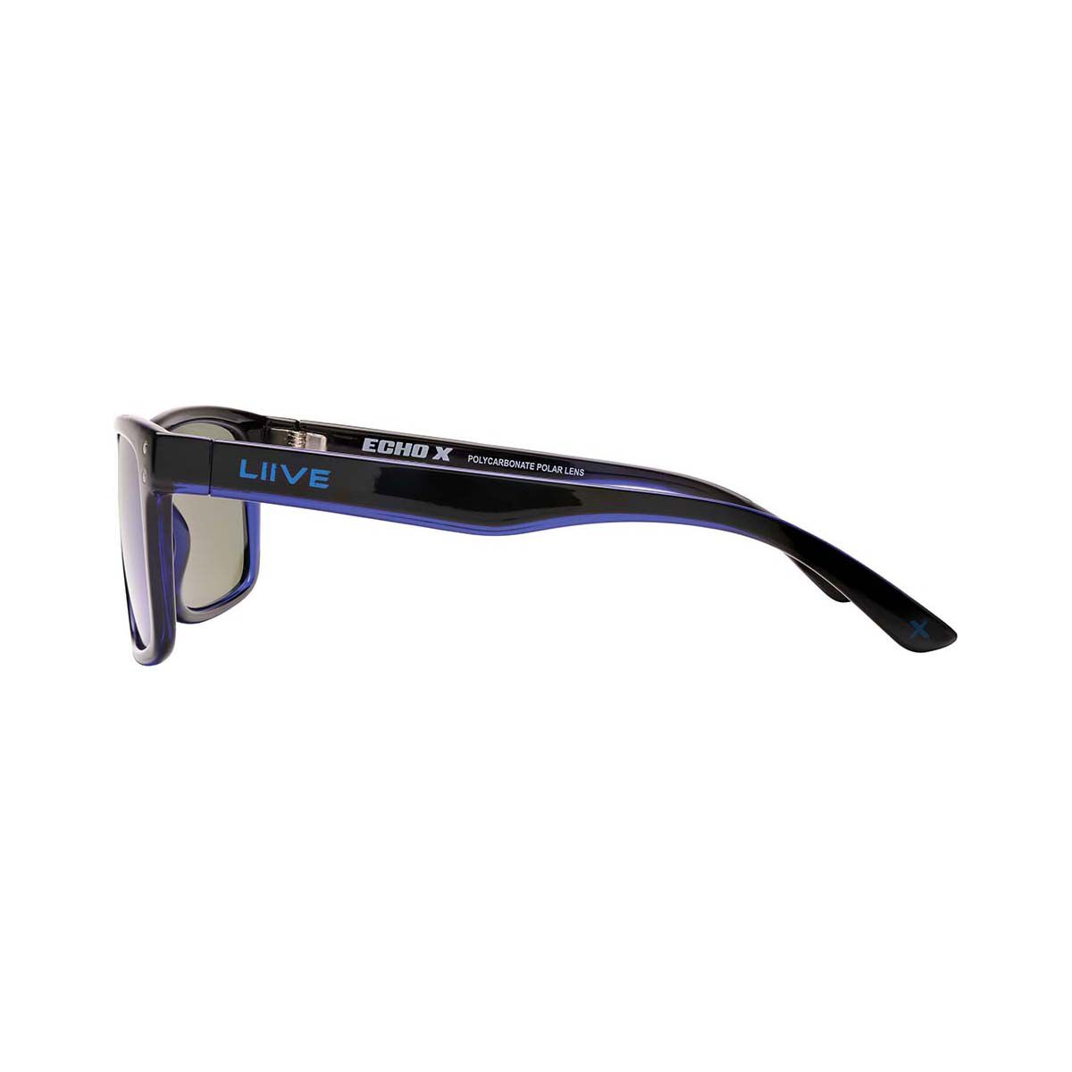 Liive X Echo Men&rsquo;s Mirror Polarised Sunglasses Matt Black with Blue Lens, , bcf_hi-res