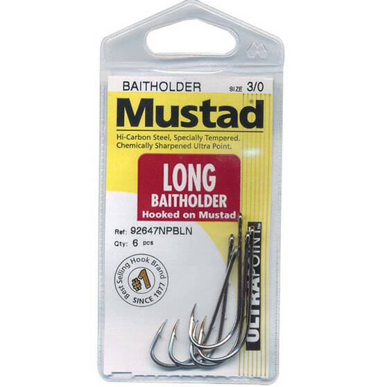 Mustad Long Baitholder Hooks 8 10 Pack