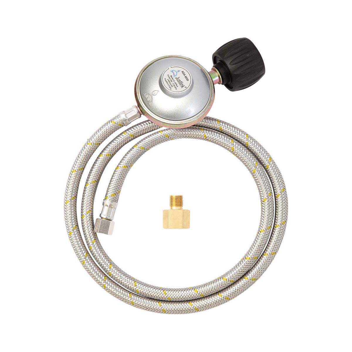 Gasmate Braided Hose with LCC27 Regulator 8x1200mm BCF