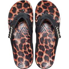 Crocs Women's Classic Animal Flip, Black Leopard, bcf_hi-res