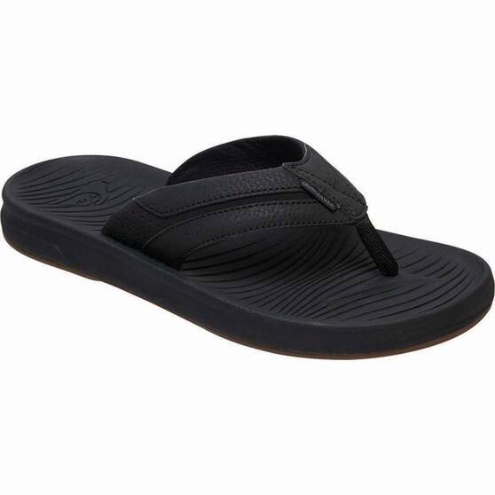 Quiksilver Men's Travel Oasis Thongs Black / Grey / Brown US 14, Black / Grey / Brown, bcf_hi-res