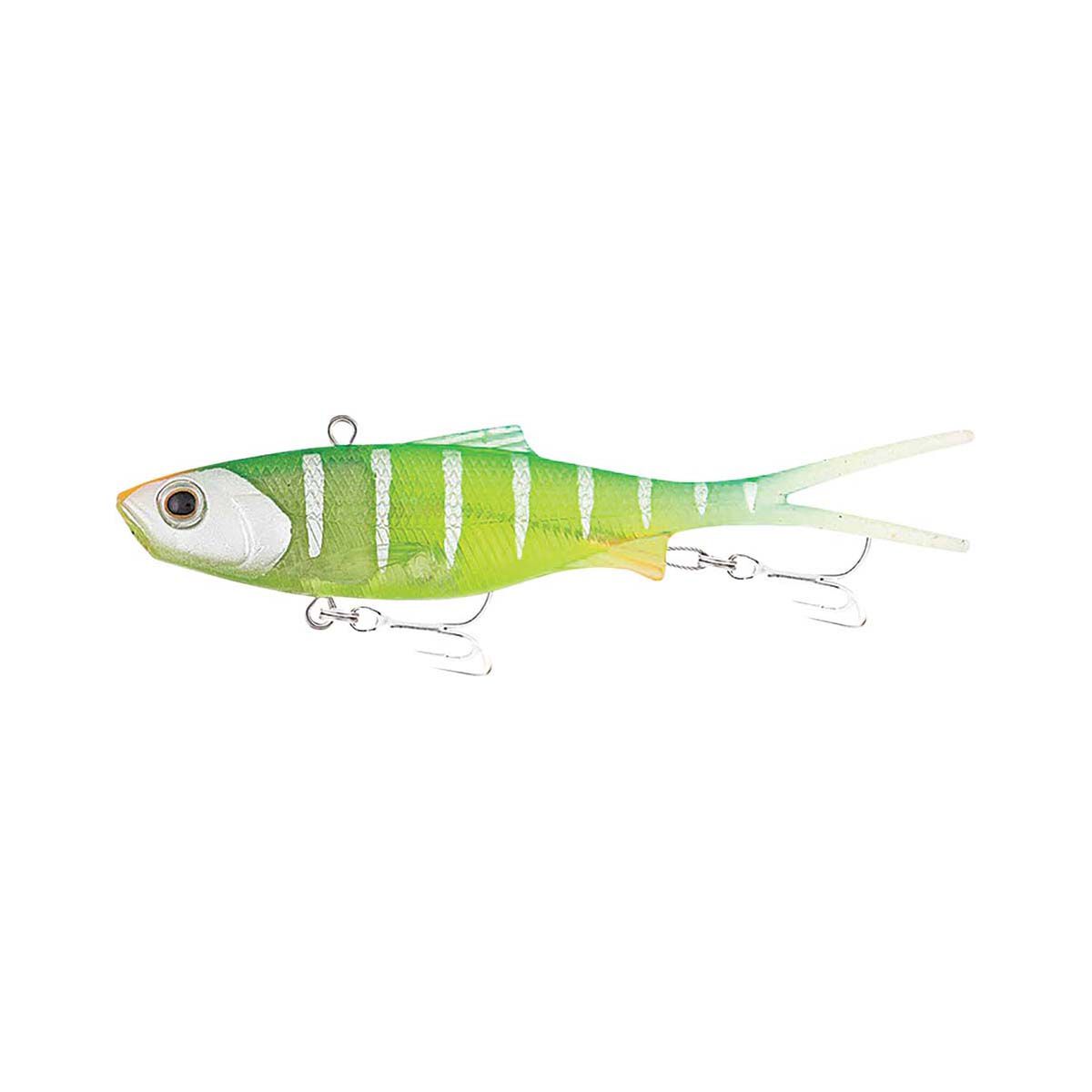 Samaki Vibelicious Fork Tail Soft Vibe Lure 100mm 20g Lime Tiger UV, Lime Tiger UV, bcf_hi-res