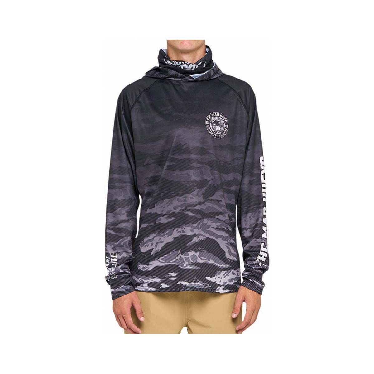 The Mad Hueys Men's Hittin&rsquo; The Jackpot Hooded Mask Fishing Shirt Black S, Black, bcf_hi-res