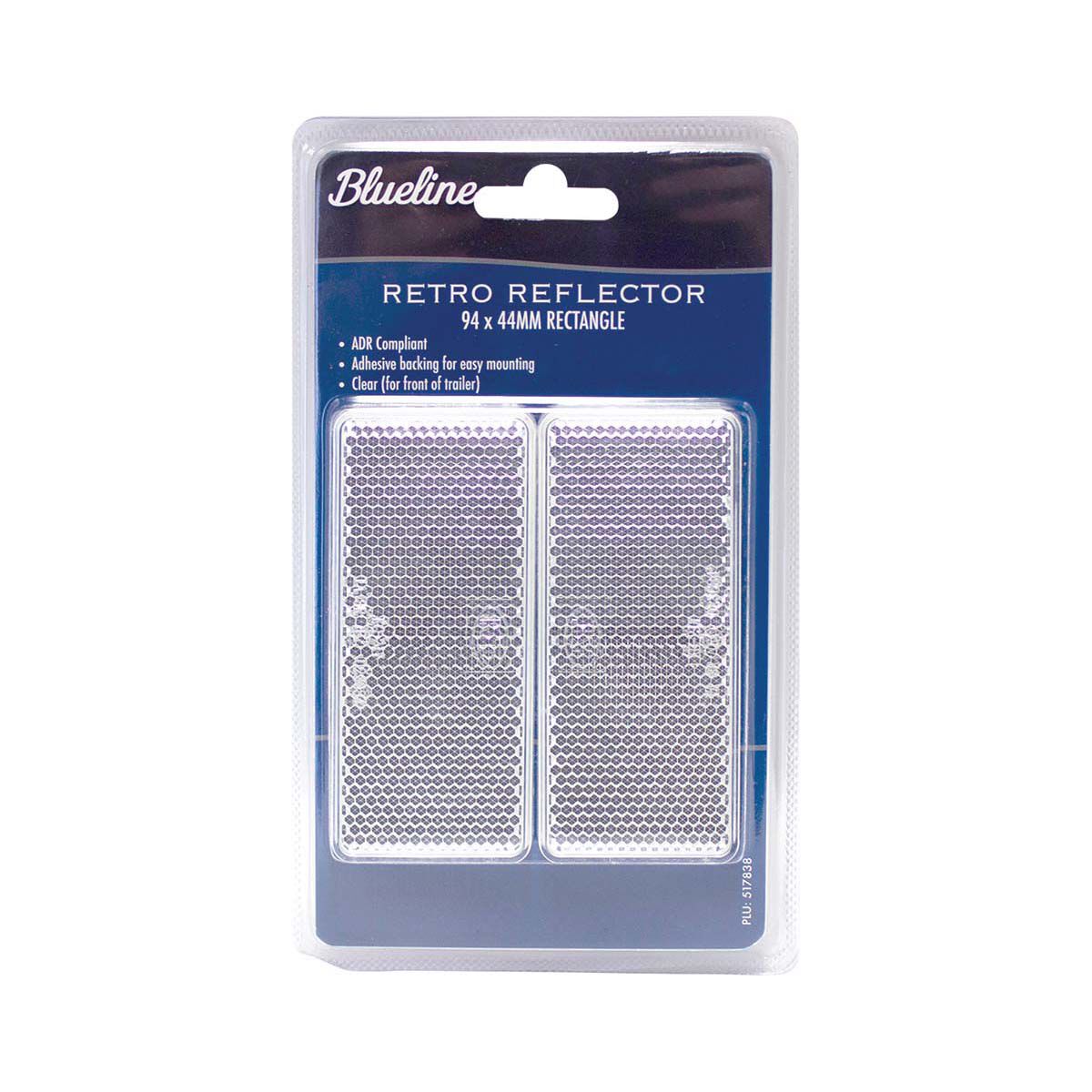 Blueline Trailer Reflectors 94x44mm 2 Pack Clear, Clear, bcf_hi-res