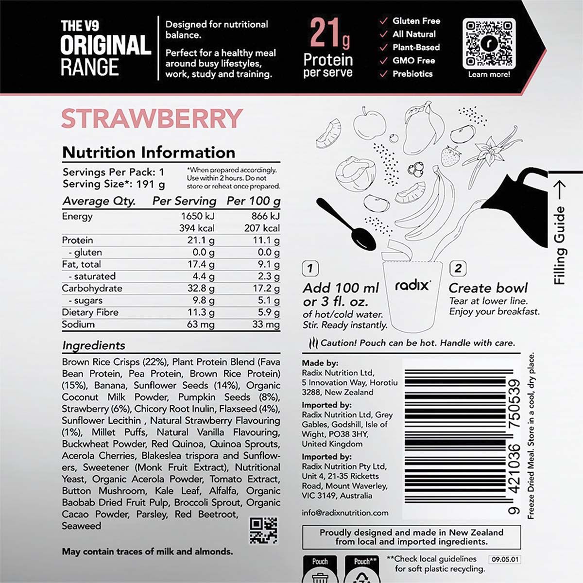 Radix Nutrition Freeze Dried Strawberry Original 400kcal, , bcf_hi-res