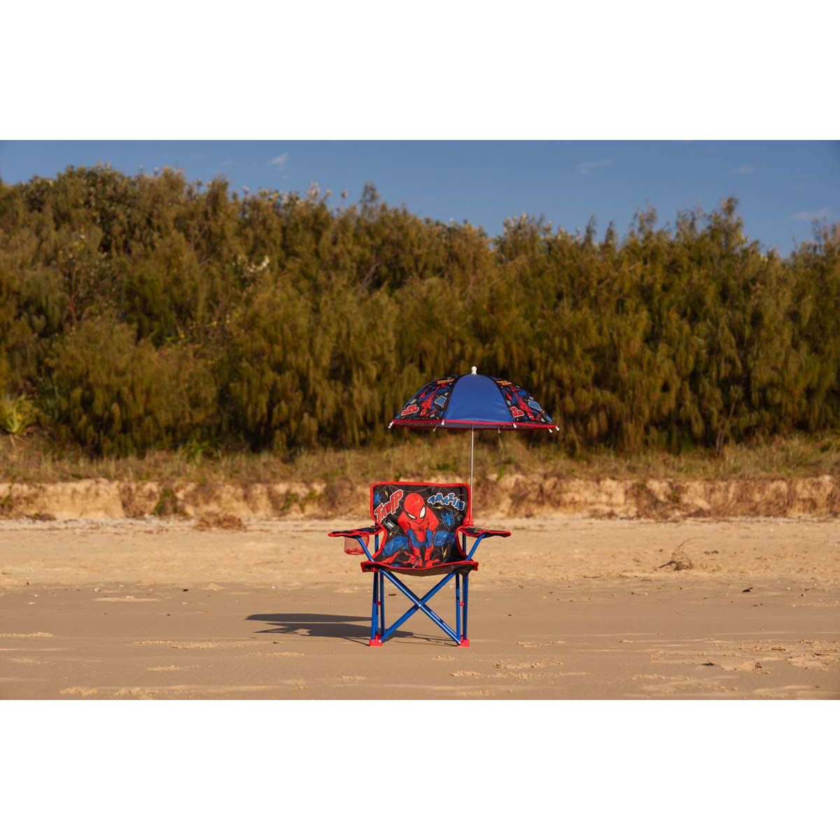 Spiderman Kids Camp Chair with Umbrella 30kg, , bcf_hi-res