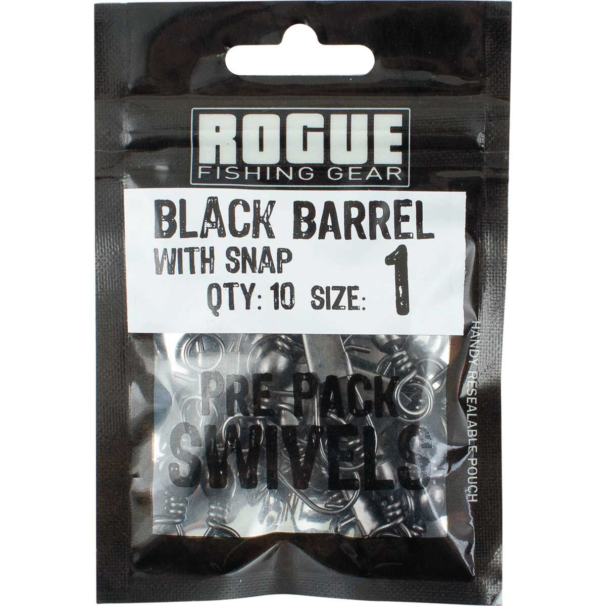 Rogue Black Barrel Snap Swivel 10 Pack BCF