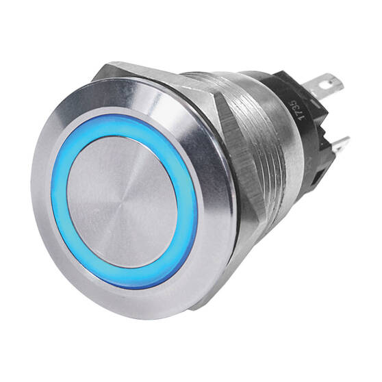 Blue Sea Systems LED Ring Switch Momentary-OFF Blue, , bcf_hi-res