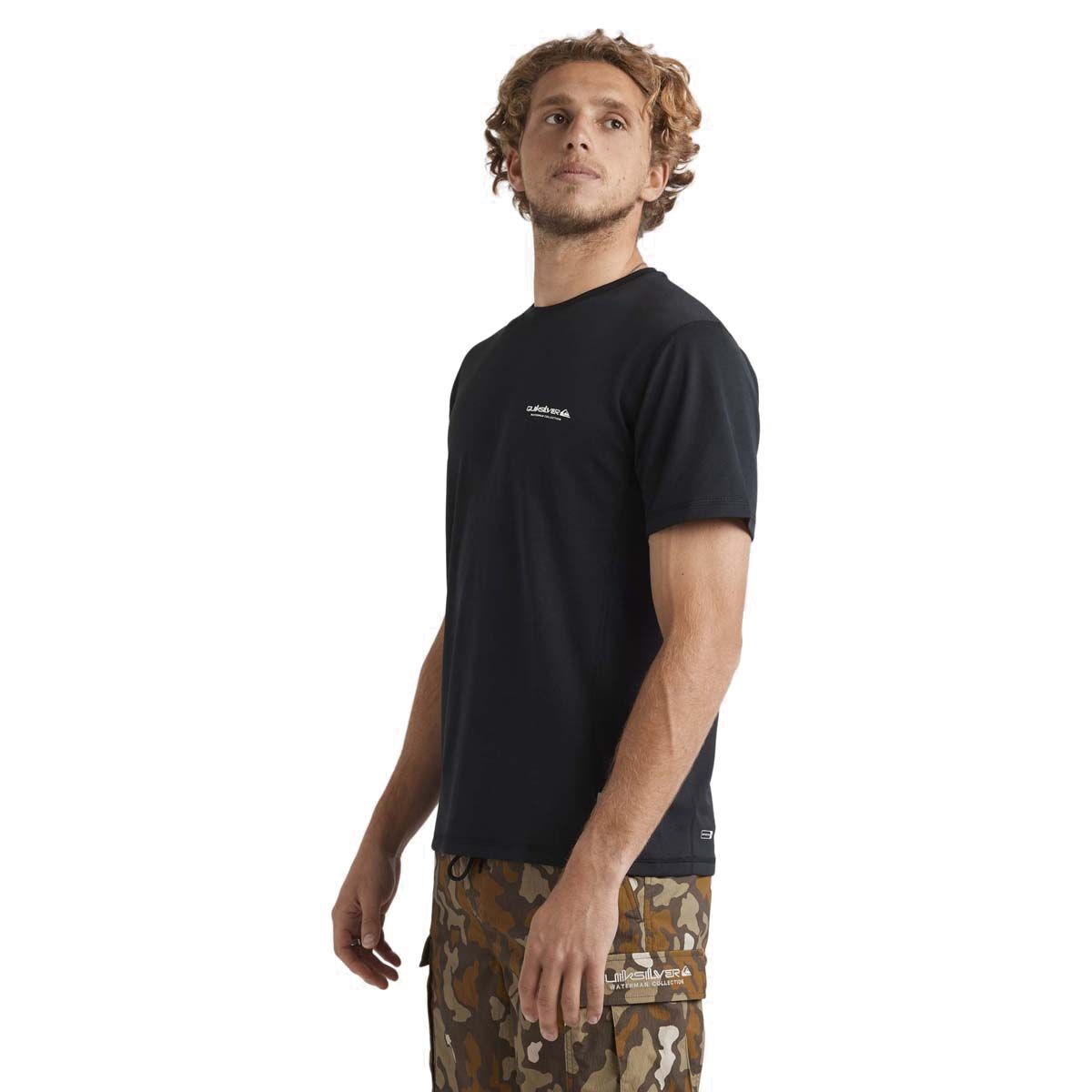 Quiksilver Men's Seagrass Short Sleeve Rashie, Black, bcf_hi-res