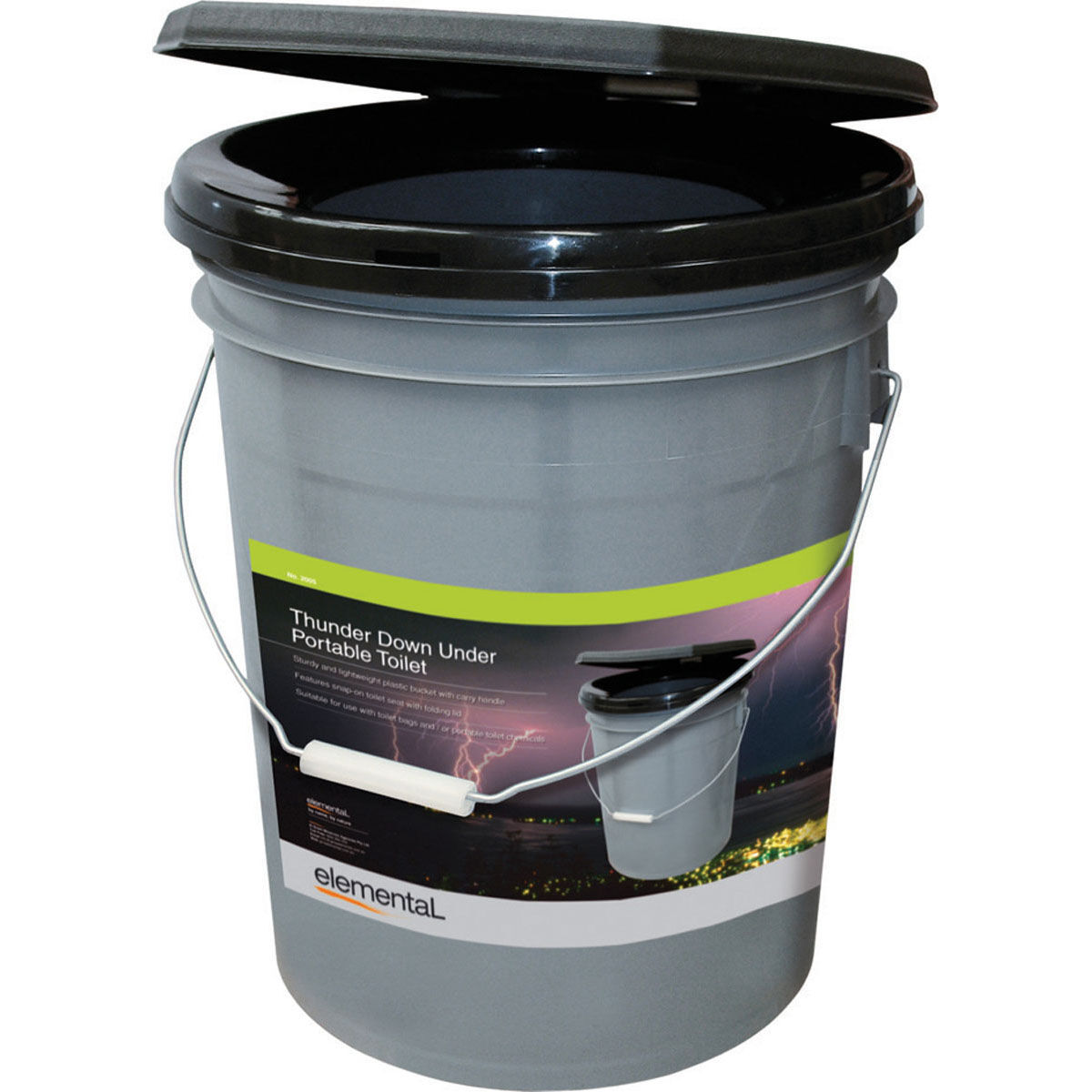 Portable toilet bucket with seat clearance