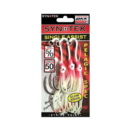 Synotek Single Assist Hooks 5/0 5.0cm Pink Head Glow, Pink Head Glow, bcf_hi-res