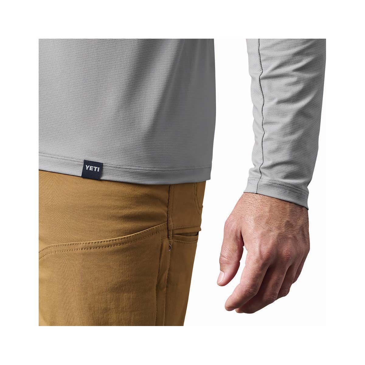 YETI&reg; Men&rsquo;s Hooded Ultra Lightweight Sunshirt, Grey, bcf_hi-res