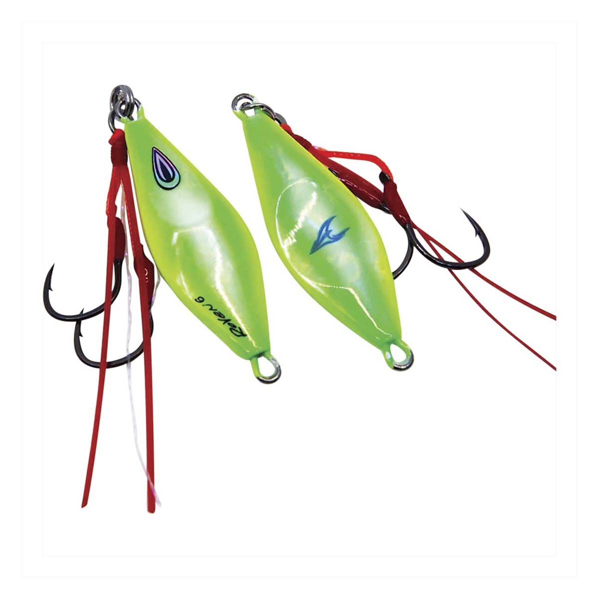 Ocean's Legacy Roven Rigged Jig Lure 10g Lime Green Glow, Lime Green Glow, bcf_hi-res