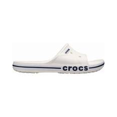 Crocs Unisex Bayaband Slides, White/Navy, bcf_hi-res