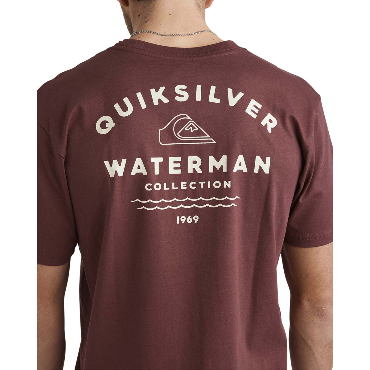 Quiksilver Waterman Men&rsquo;s Outer Seas Short Sleeve Tee, Red Mahogany, bcf_hi-res