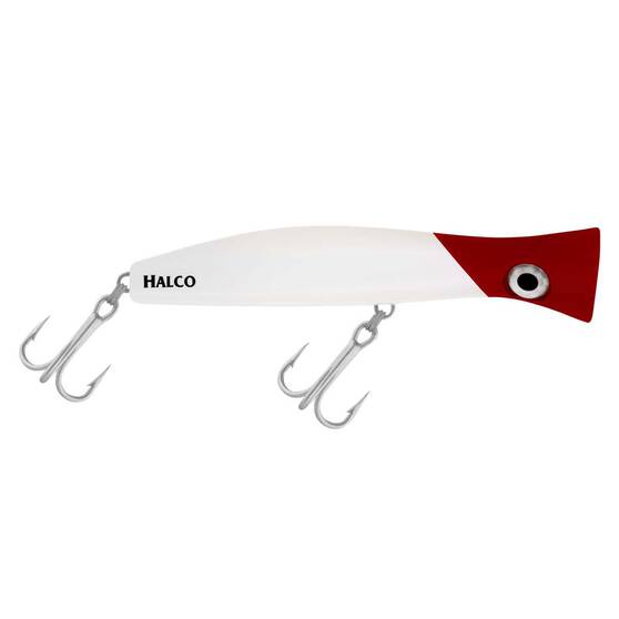 Halco Roosta Popper Surface Lure 195mm White Red Head, White Red Head, bcf_hi-res