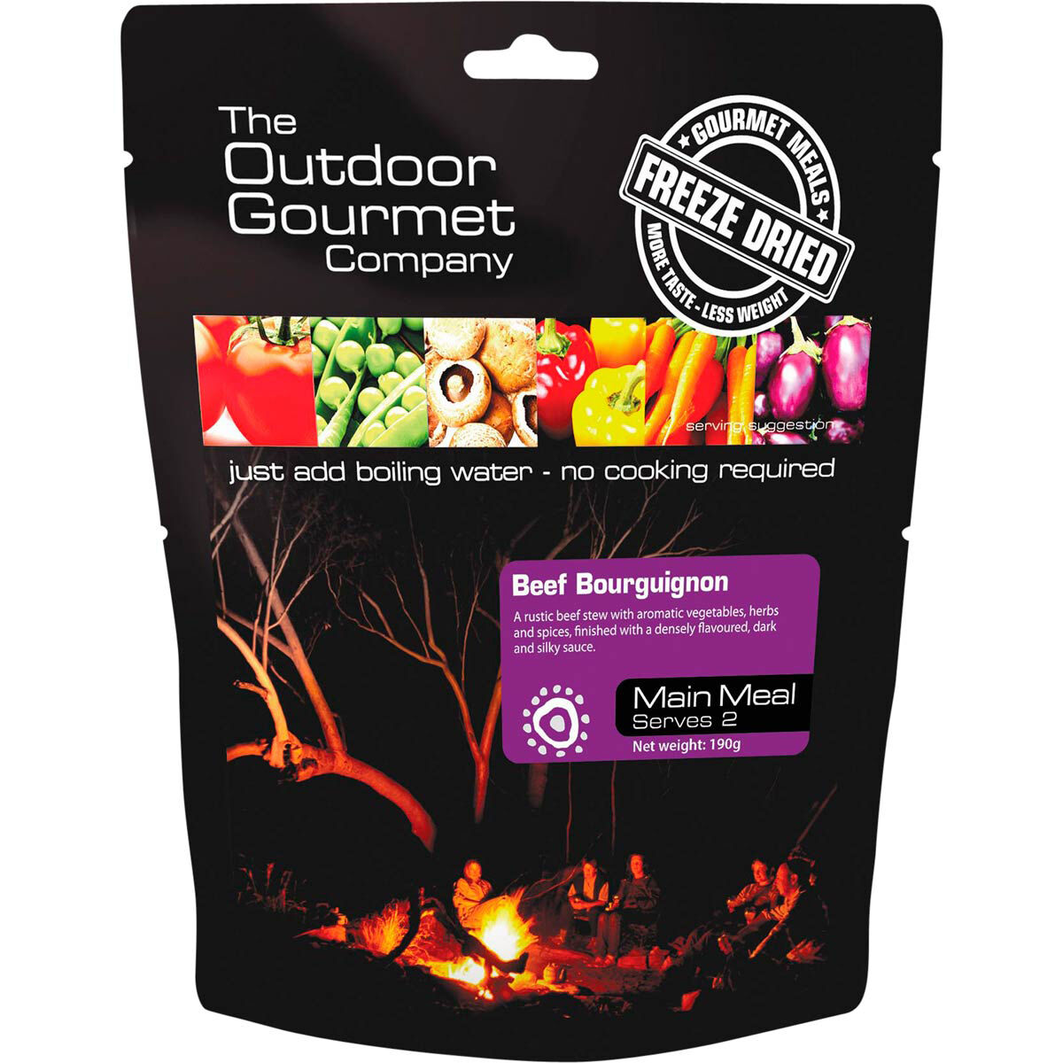 Outdoor Gourmet Company Beef Bourguignon Freeze Dried Food 2 Serves, , bcf_hi-res