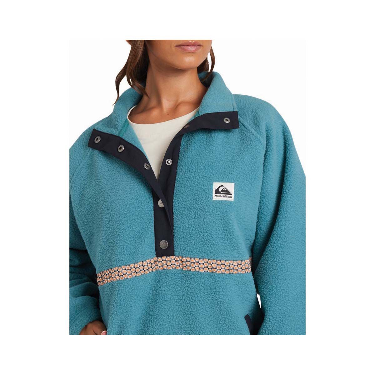 Quiksilver Sherpa Compass Fleece Jumper for Women, Brittany Blue, bcf_hi-res