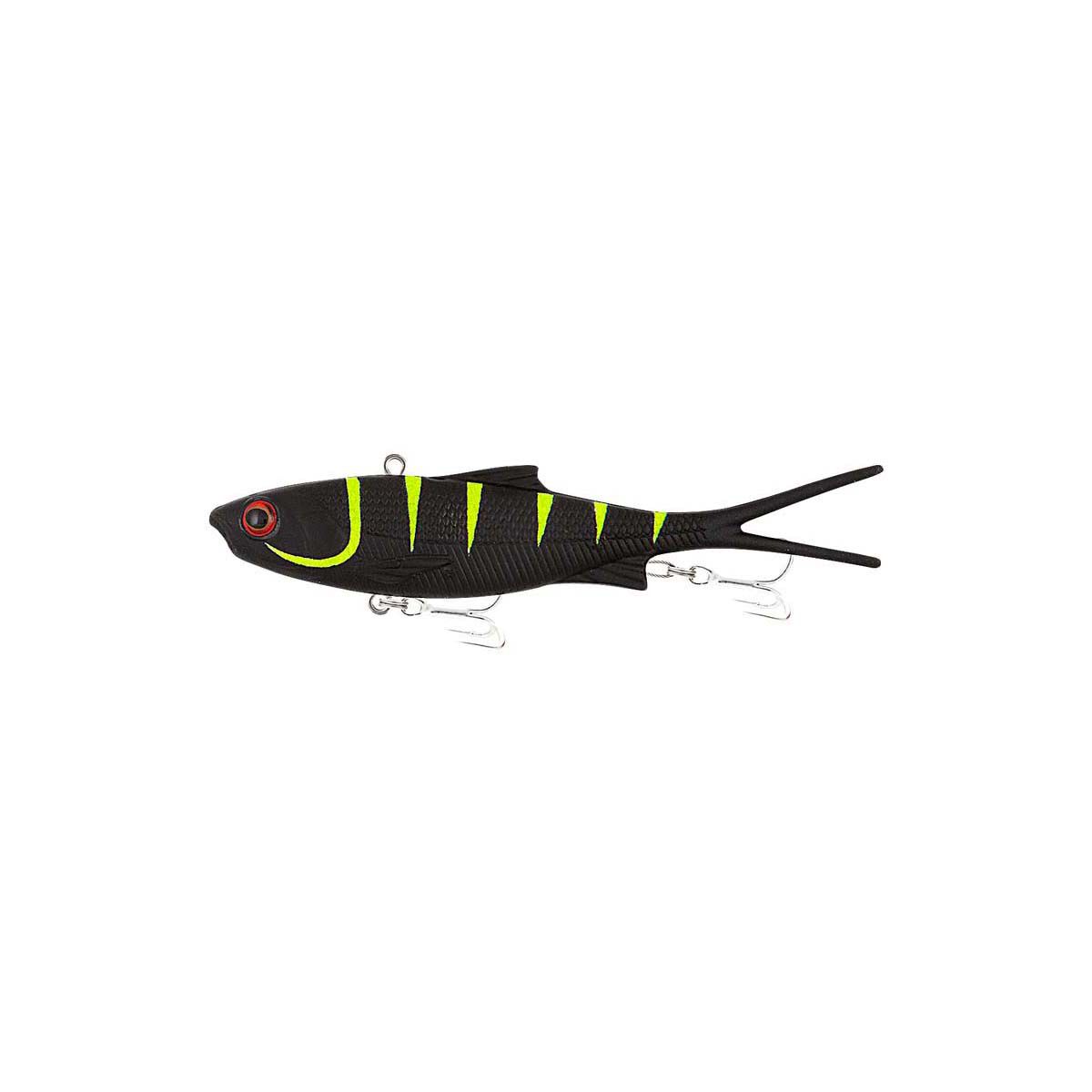 Samaki Vibelicious Fork Tail Soft Vibe Lure 100mm 20g Black Snake Chartreuse, Black Snake Chartreuse, bcf_hi-res