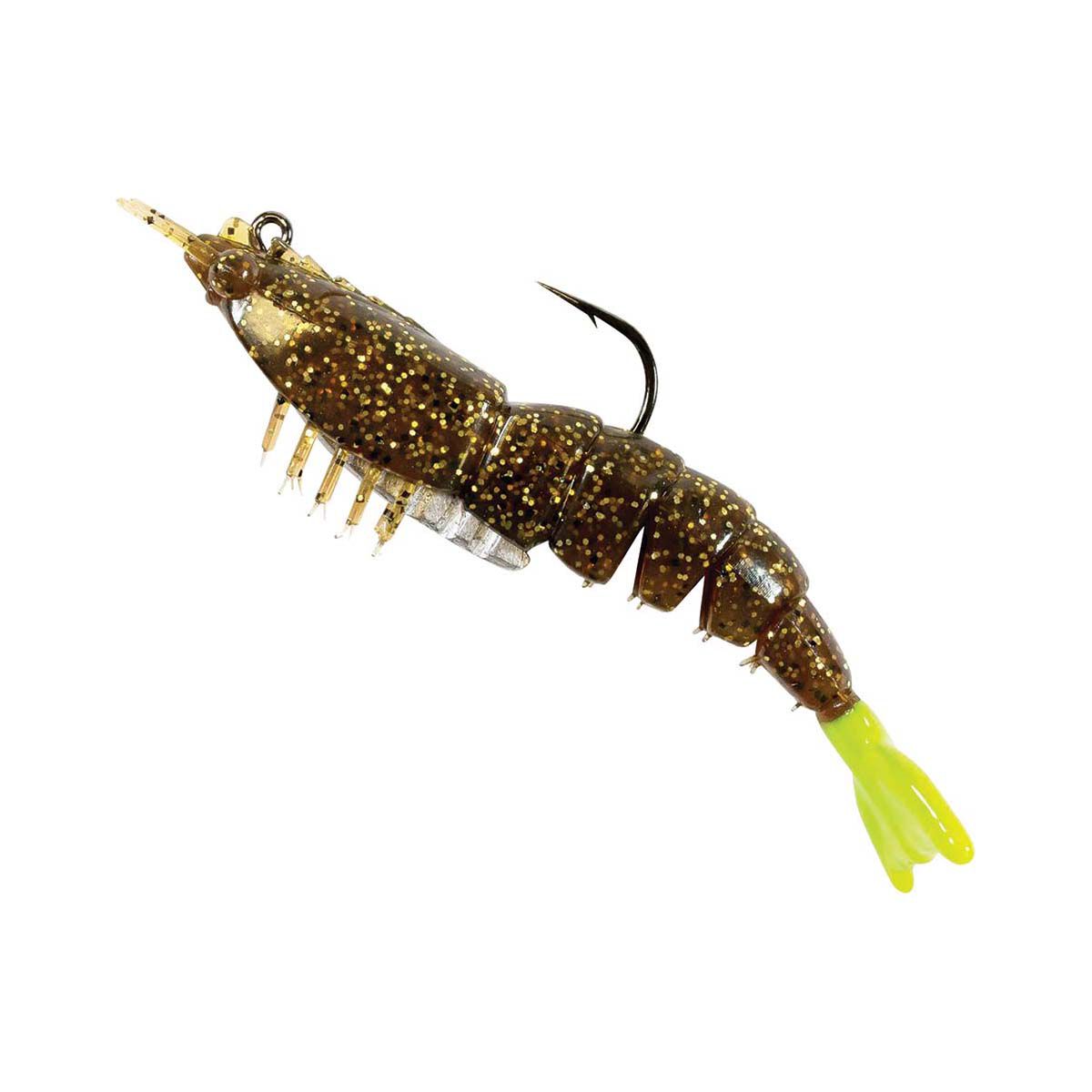 ZMan Lure EZ ShrimpZ Soft Plastic Lure 3.5in 4 Pack Rootbeer Chartreuse Tail, Rootbeer Chartreuse Tail, bcf_hi-res
