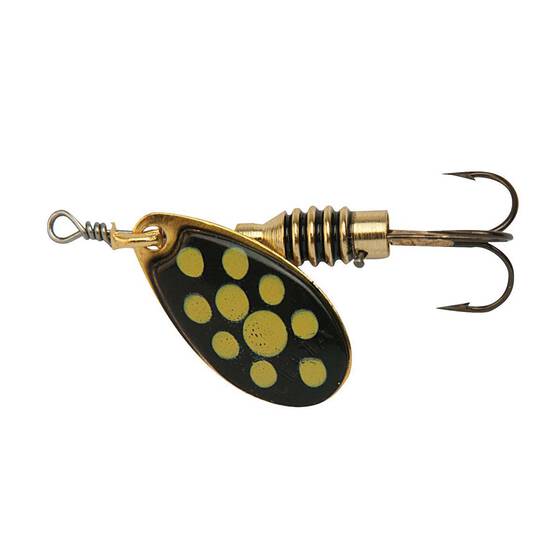 Celta Spinner Lure Size 3 Gold Black Yellow Dot, Gold Black Yellow Dot, bcf_hi-res