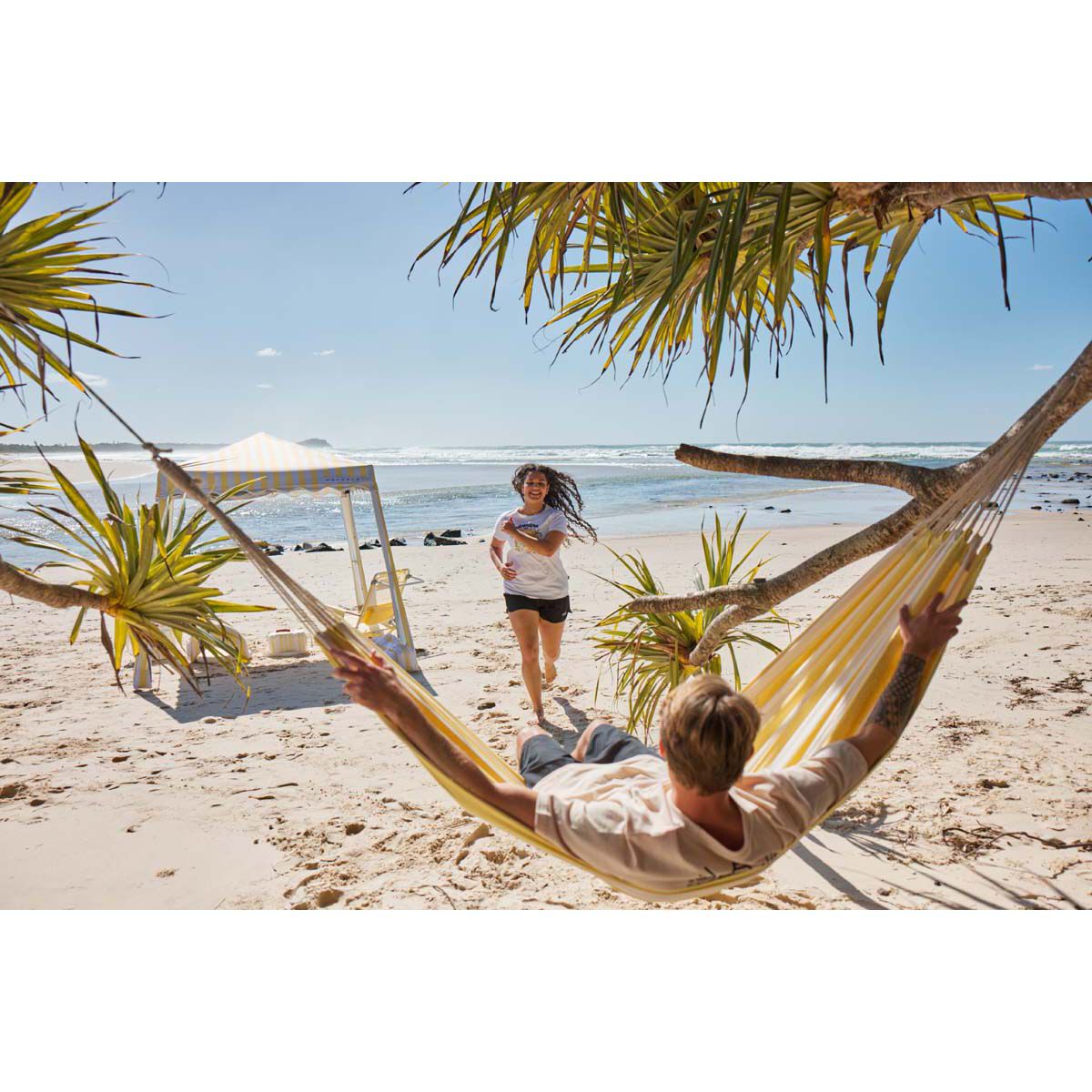 Wanderer Yellow Stripe Double Hammock, , bcf_hi-res