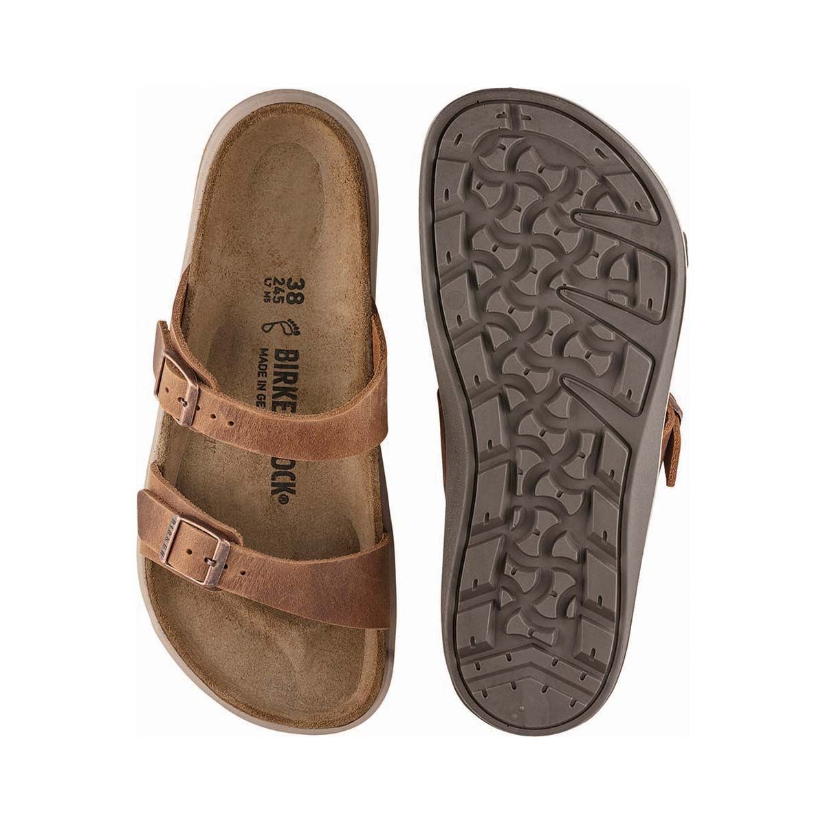 Birkenstock Women&rsquo;s Sierra Narrow Cross Town Oiled Leather Sandals, Brown, bcf_hi-res