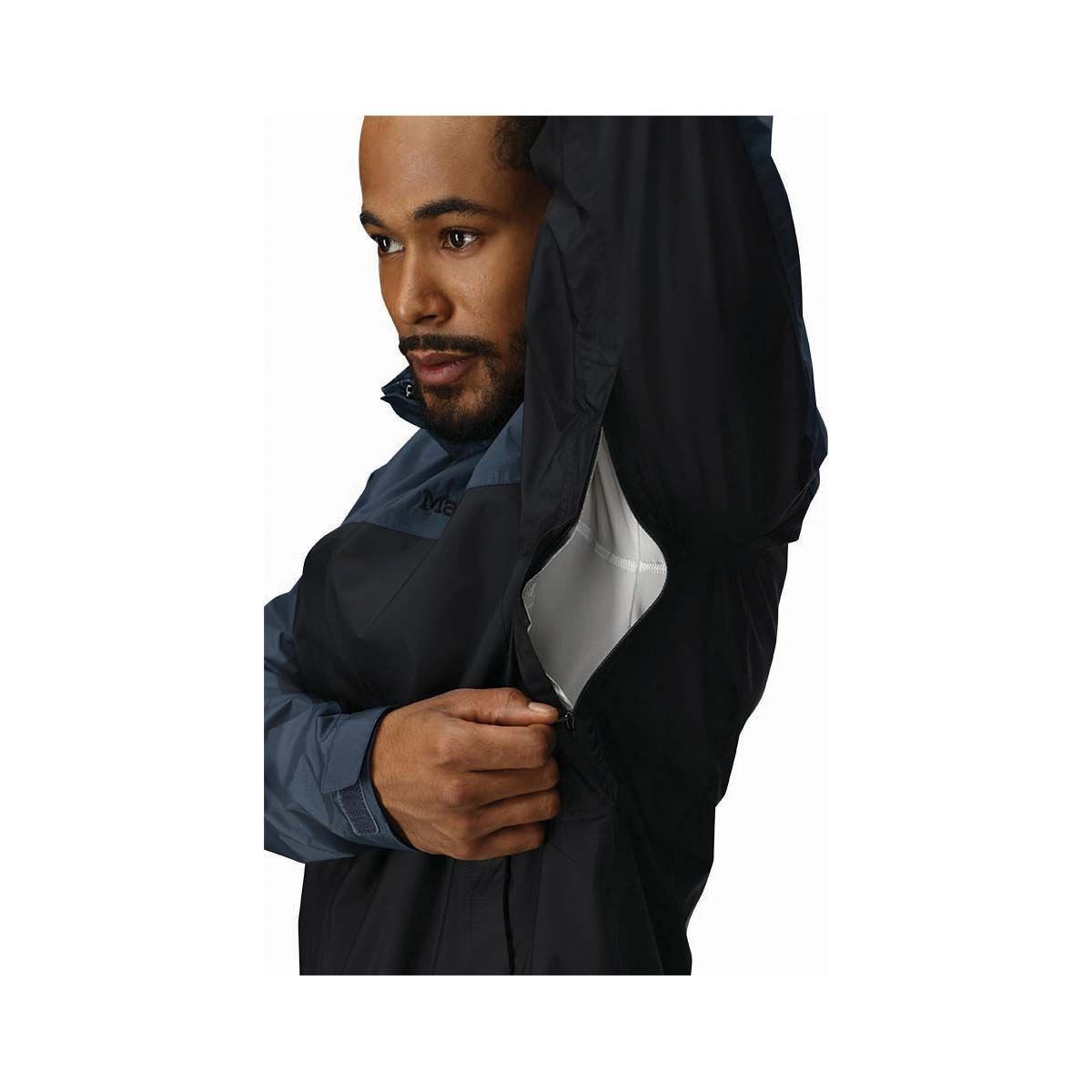 Marmot Men&rsquo;s Waterproof PreCip Eco Jacket, Black / Blue, bcf_hi-res