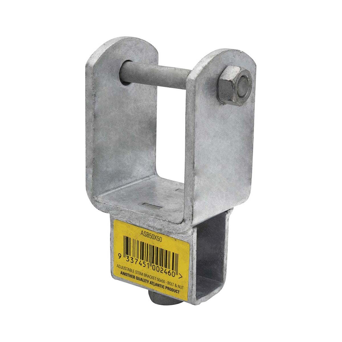 Atlantic Boat Trailer Bracket Adjustable Stem Bracket with Bolt & Nut 50mmx50mm Galvanised, , bcf_hi-res