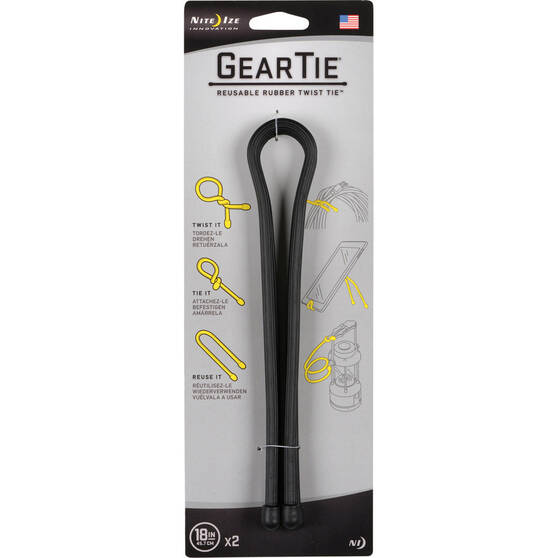 Nite Ize Black 18” Gear Tie - Two Pack, , bcf_hi-res