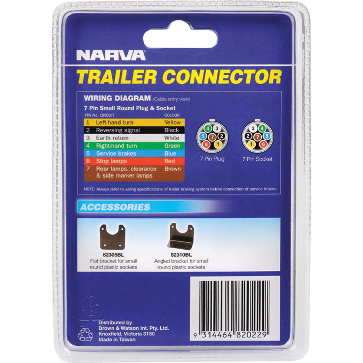 Narva 7 Pin Small Round Plastic Trailer Socket, , bcf_hi-res