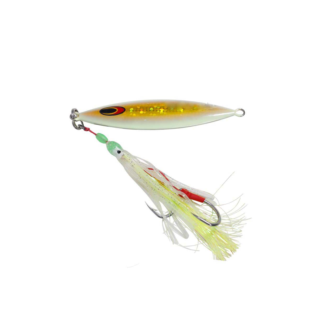 Vexed Dhu Drop Rigged Jig Lure 150g Gold Flash Glow, Gold Flash Glow, bcf_hi-res