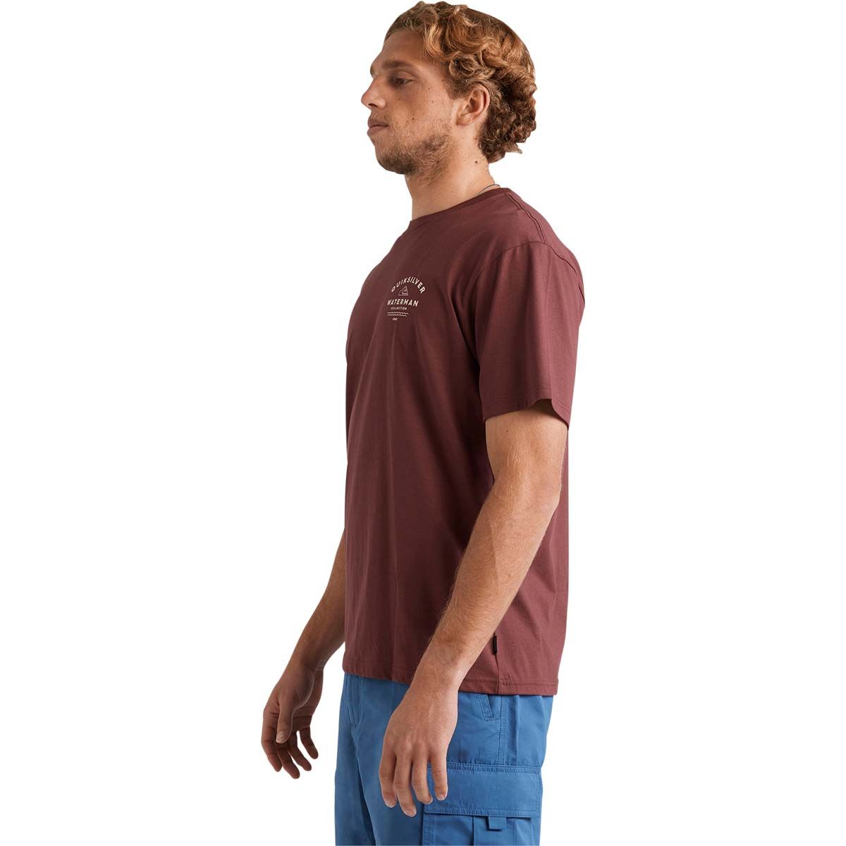 Quiksilver Waterman Men&rsquo;s Outer Seas Short Sleeve Tee, Red Mahogany, bcf_hi-res