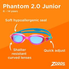 Zoggs Phantom 2.0 Junior Swim Goggles Pink/Blue OSFA, Pink/Blue, bcf_hi-res