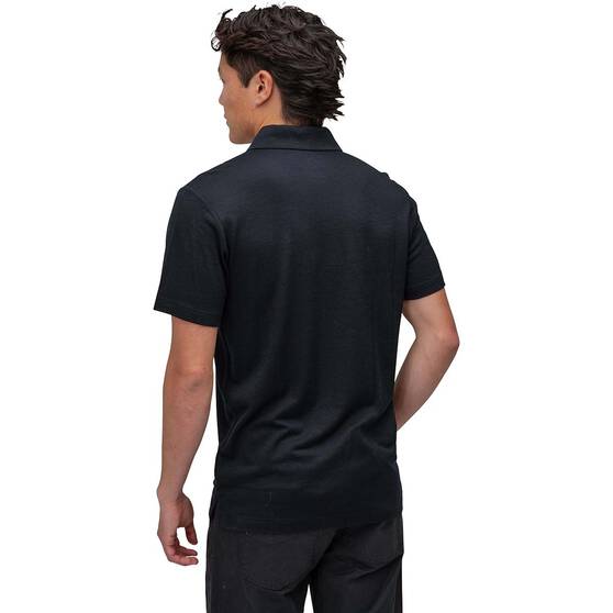 Macpac Men's Denizen 180 Merino Short Sleeve Polo Black XS, Black, bcf_hi-res