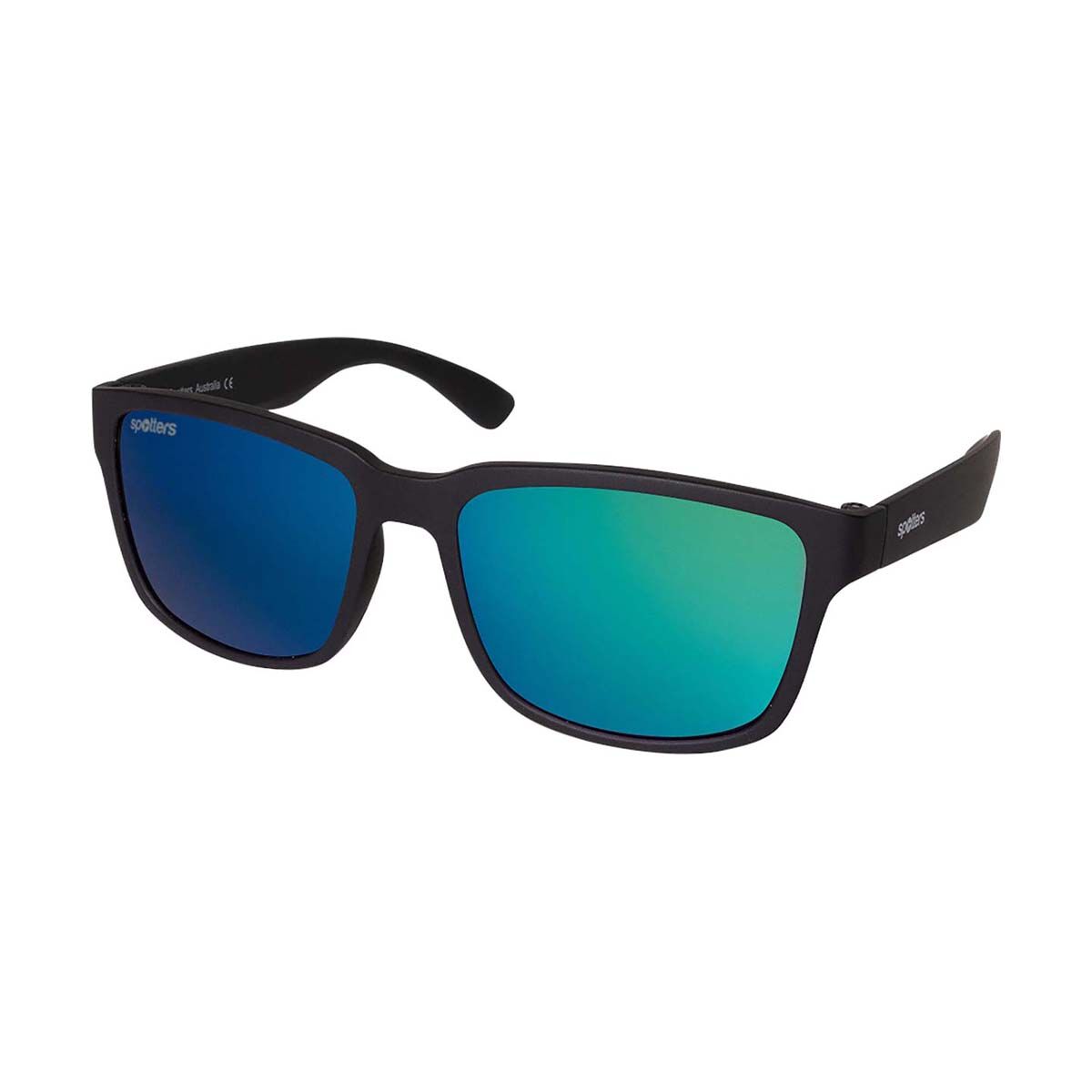 Spotters Kanga Kids' Sunglasses Matte Black with Green Lens, , bcf_hi-res