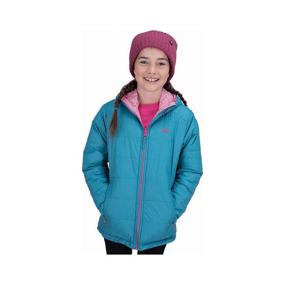Macpac Kids’ Pulsar Alpha Hooded Insulated Jacket V3, Blue / Pink, bcf_hi-res
