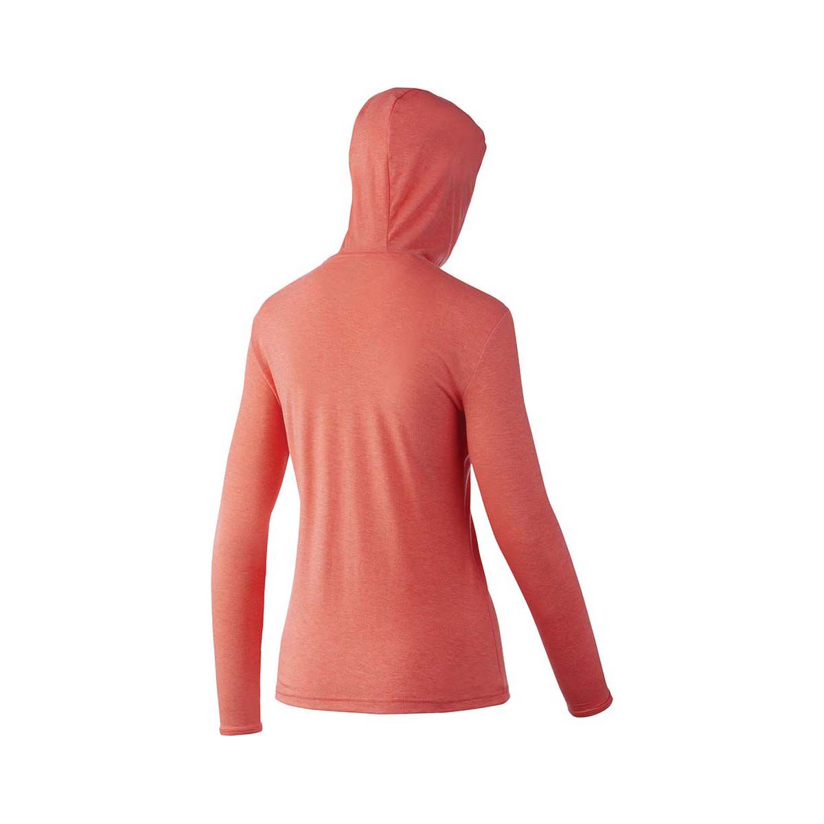 Huk Women's Waypoint Hooded Fishing Shirt, Hot Coral, bcf_hi-res